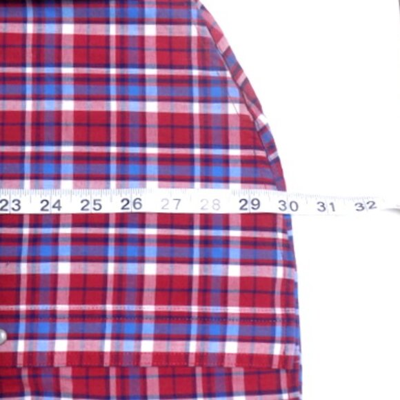 Wrangler Men's Red, White & Blue Plaid Pearl Snap Long Sleeve Shirt – Size: L - Picture 6 of 10
